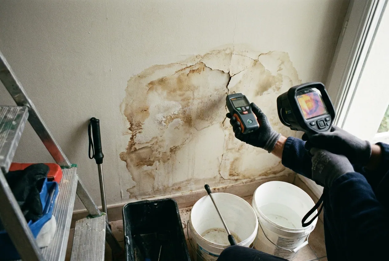 Trace d'humidité au plafond d'un logement après un dégât des eaux à Viroflay